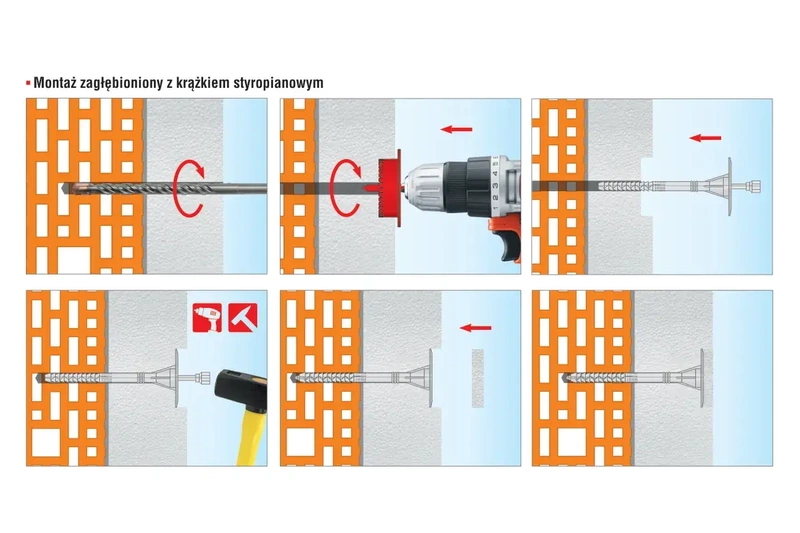 Kołek do mocowania izolacji trzpień metalowy z długą strefą rozpierania WKRĘT-MET LFMG 10x200mm - 200 szt.