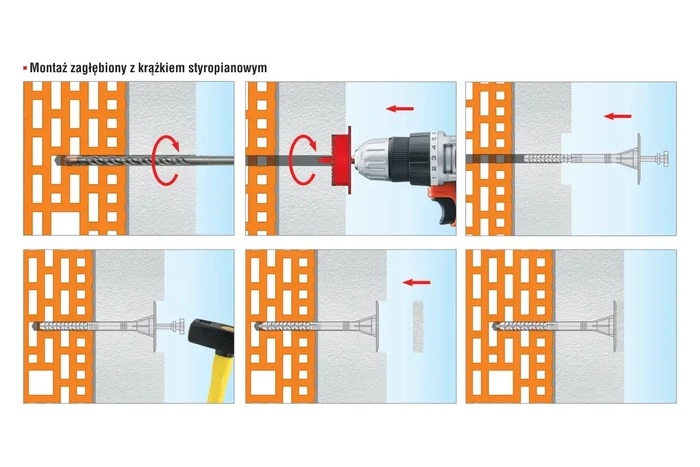 Kołek do mocowania izolacji trzpień tworzywowy z długą strefą rozpierania WKRĘT-MET LFN 10x300mm - 100 szt.