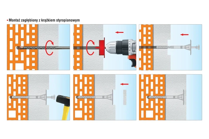 Kołek do mocowania izolacji trzpień tworzywowy z długą strefą rozpierania WKRĘT-MET LFN 10x140mm - 200 szt.