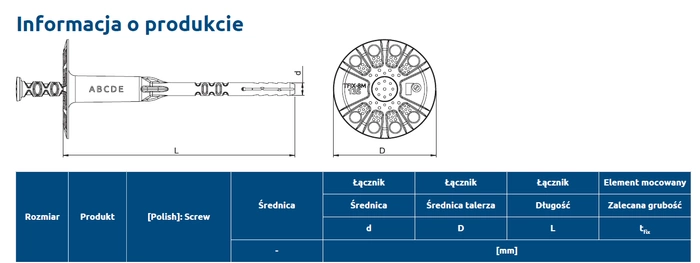 Kołek fasadowy z wbijanym trzpieniem metalowym RAWLPLUG R-TFIX-8M  8x235mm - 100 szt.
